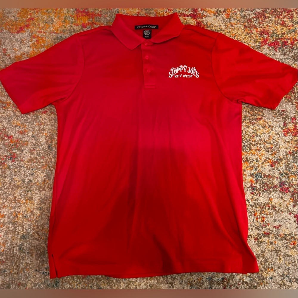Sloppy Joe’s Key West Iconic Bar Polo, Red.  Size Medium. Devon & Jones.